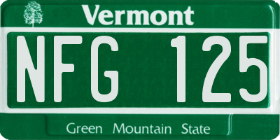 VT license plate NFG125