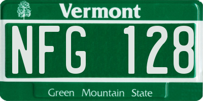 VT license plate NFG128