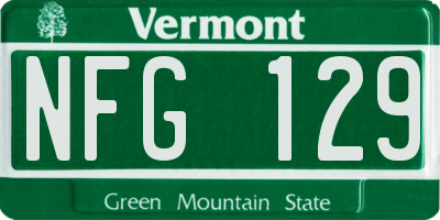 VT license plate NFG129