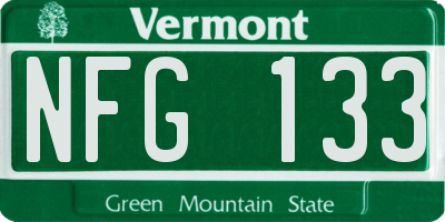 VT license plate NFG133