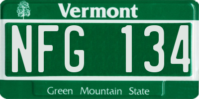 VT license plate NFG134