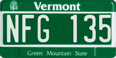 VT license plate NFG135