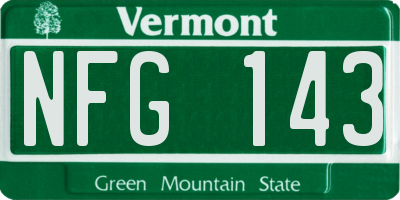 VT license plate NFG143