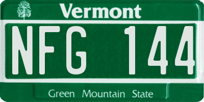 VT license plate NFG144