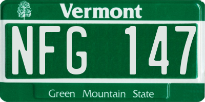 VT license plate NFG147