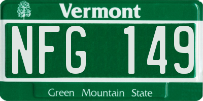 VT license plate NFG149