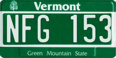 VT license plate NFG153
