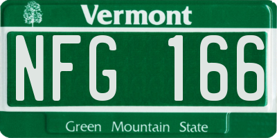 VT license plate NFG166