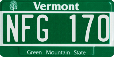 VT license plate NFG170