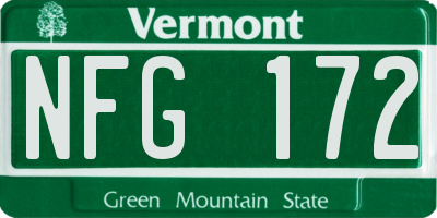 VT license plate NFG172