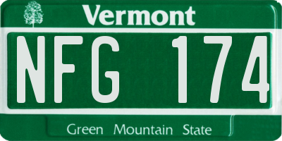 VT license plate NFG174