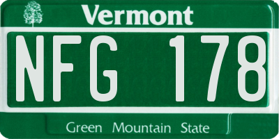 VT license plate NFG178