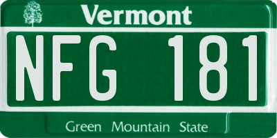 VT license plate NFG181
