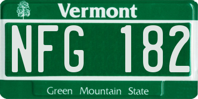 VT license plate NFG182