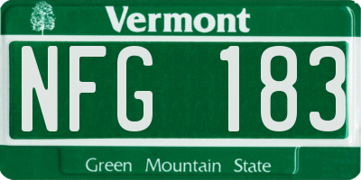 VT license plate NFG183