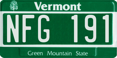 VT license plate NFG191