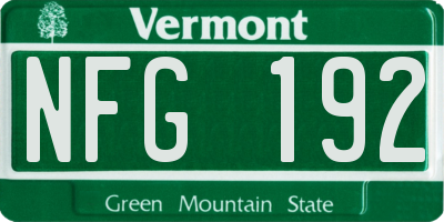 VT license plate NFG192