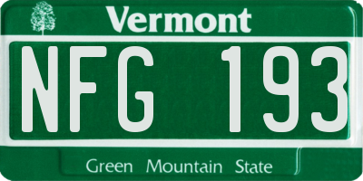 VT license plate NFG193