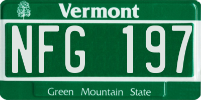 VT license plate NFG197