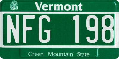 VT license plate NFG198