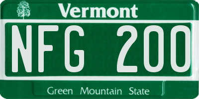 VT license plate NFG200