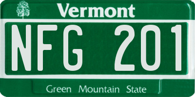 VT license plate NFG201