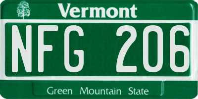 VT license plate NFG206