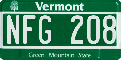 VT license plate NFG208