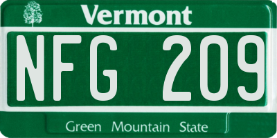 VT license plate NFG209