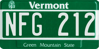 VT license plate NFG212