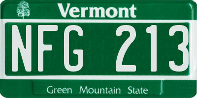 VT license plate NFG213