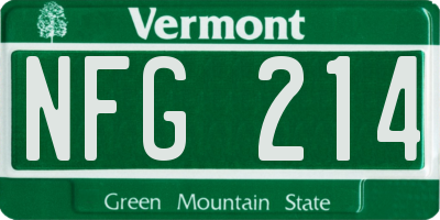 VT license plate NFG214