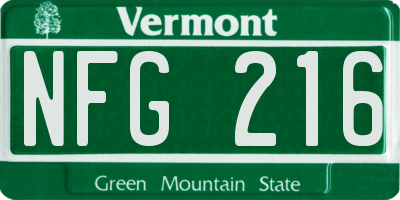 VT license plate NFG216