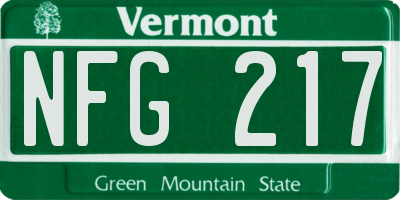 VT license plate NFG217