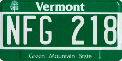 VT license plate NFG218