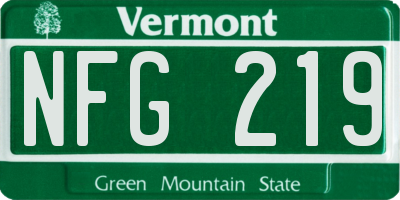 VT license plate NFG219