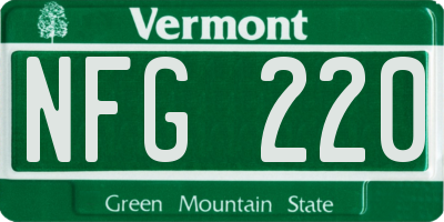 VT license plate NFG220