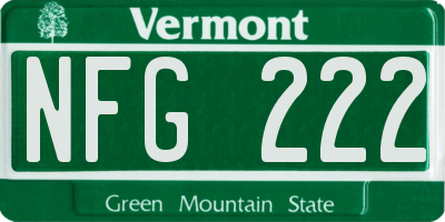 VT license plate NFG222