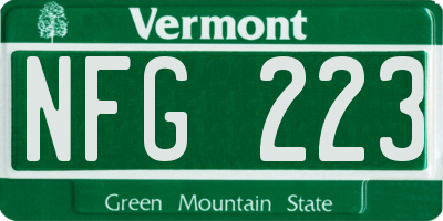 VT license plate NFG223