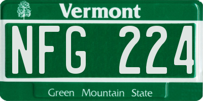 VT license plate NFG224