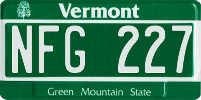 VT license plate NFG227