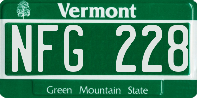VT license plate NFG228