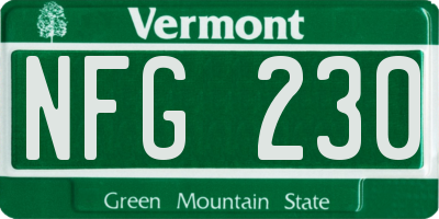 VT license plate NFG230