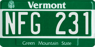 VT license plate NFG231