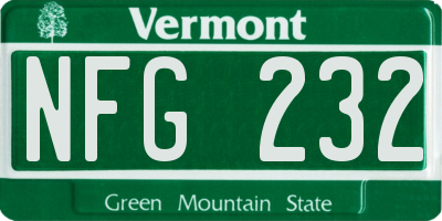 VT license plate NFG232