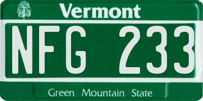 VT license plate NFG233