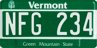 VT license plate NFG234