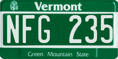 VT license plate NFG235