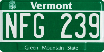 VT license plate NFG239