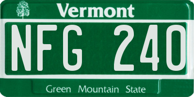 VT license plate NFG240